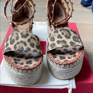 Valentino Leopard Platform Espadrilles size 37
